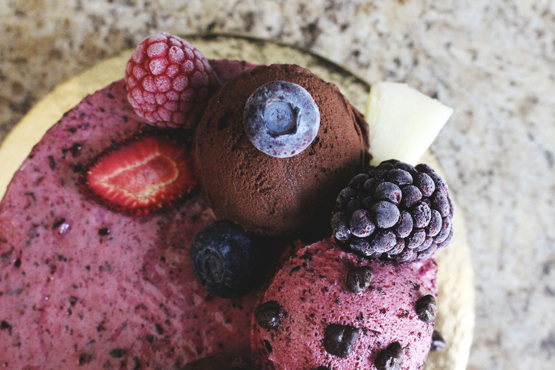 gelato cake topped with berries